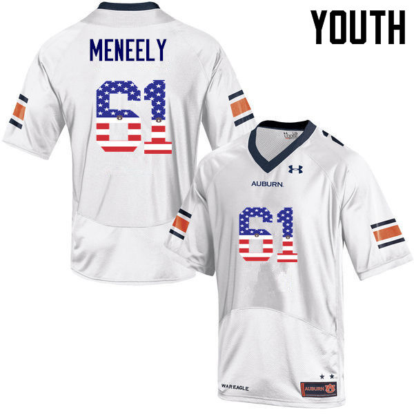 Auburn Tigers Youth Ryan Meneely #61 White Under Armour Stitched College USA Flag Fashion NCAA Authentic Football Jersey UTB2374IB